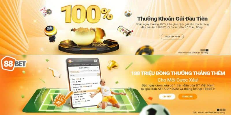 Các chương trình ưu đãi khủng tại 188bet